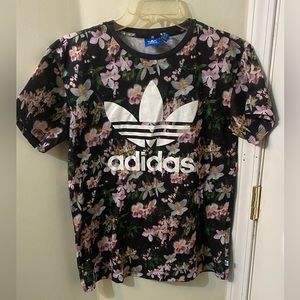 Women’s Vintage Floral Adidas Short Sleeve T-Shirt